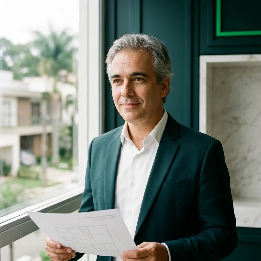 Investidor analisando documentos de imóveis